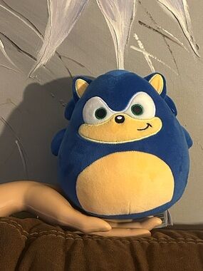 Round Blue Plush Fish Stuffed Toy with Cream Belly